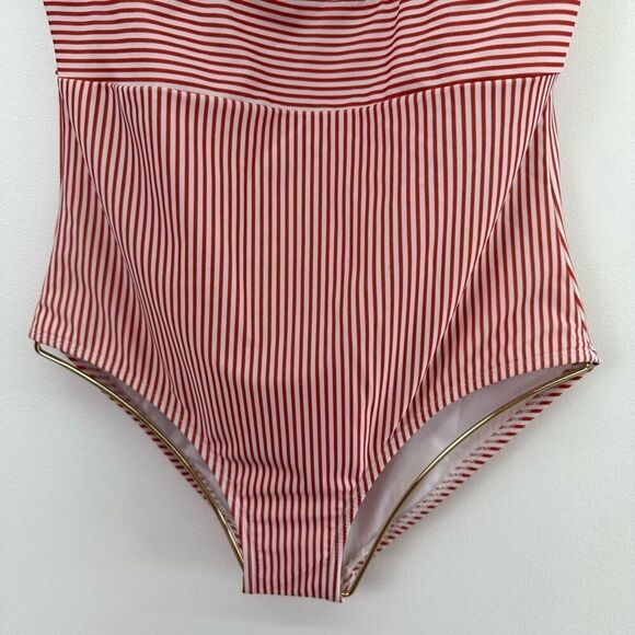 Aava Women’s Retro Red White Stripe Retro One p Piece Swimsuit - Picture 7 of 10
